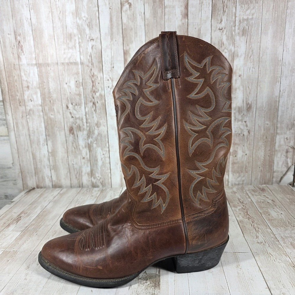 Ariat Heritage Western Mens Brown Leather Cowboy Boots 34732 Round Toe Size 13 D - Picture 4 of 8